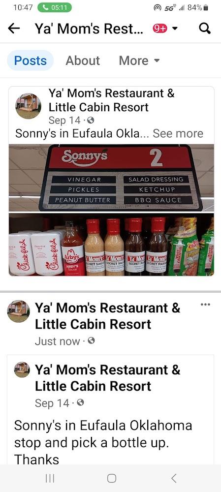 Ya' Mom's Restaurant & Little Cabin Resort Menu image 3